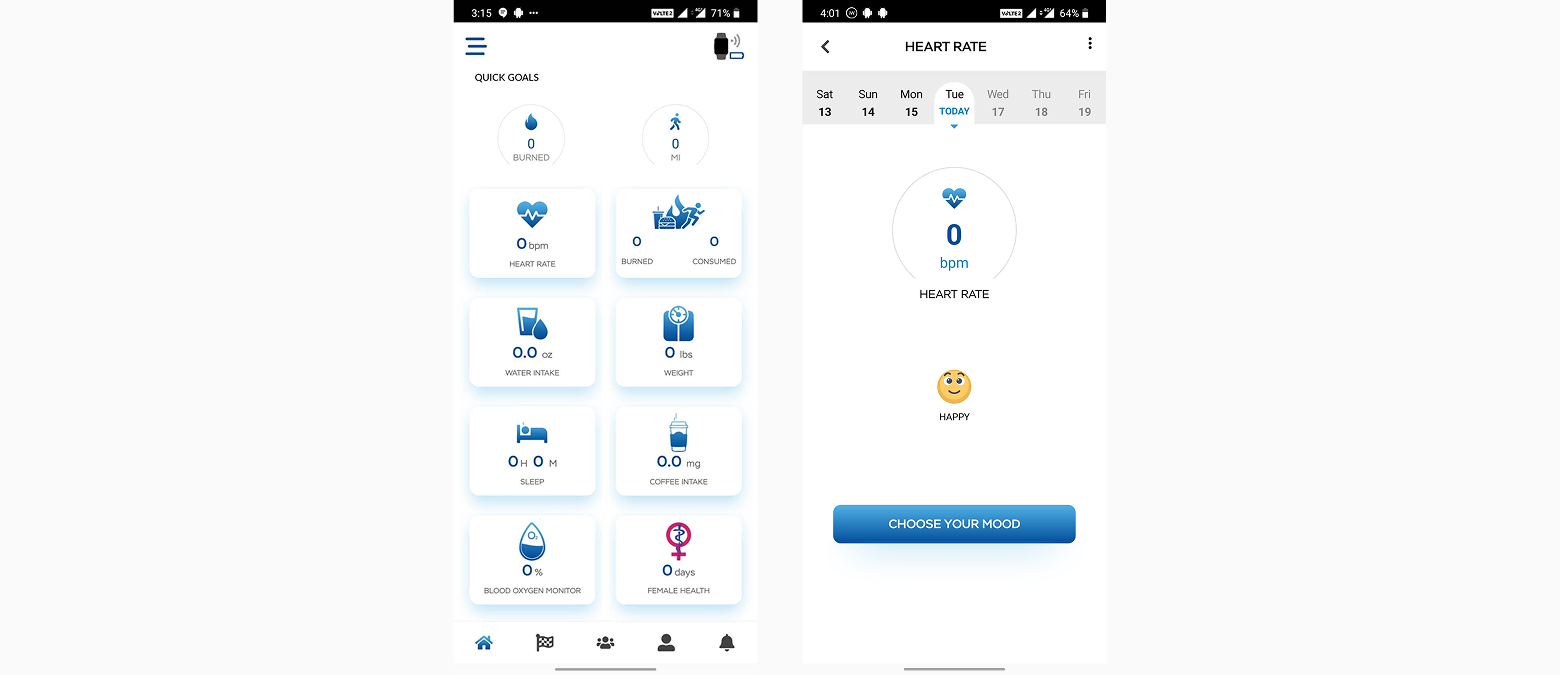 Mobile app interface
